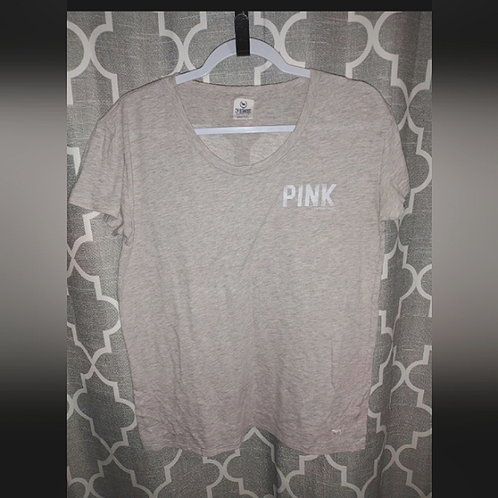 PINK by Victoria's Secret Basic V-Neck Tee Shirt T-shirt Top Size XS Oversized